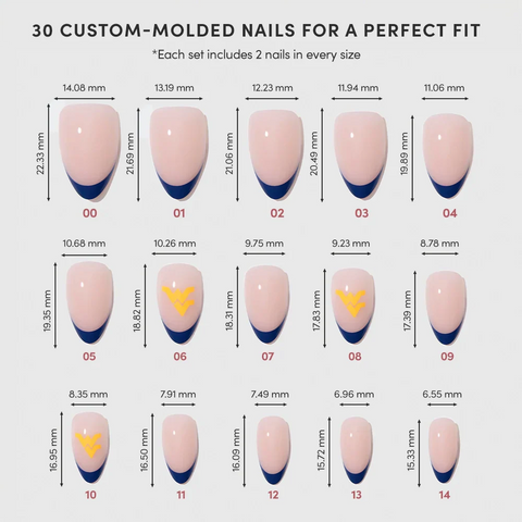 West Virginia Mountaineers Press-On Nail Set