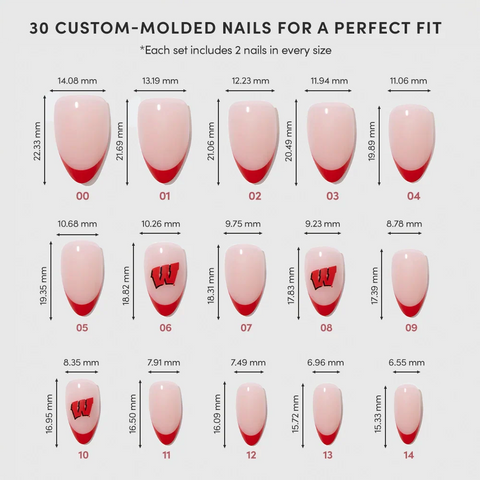 Wisconsin Badgers Press-On Nail Set